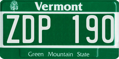 VT license plate ZDP190