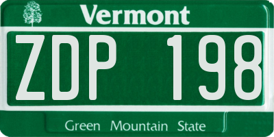 VT license plate ZDP198