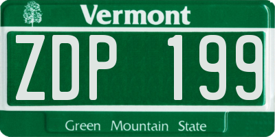 VT license plate ZDP199