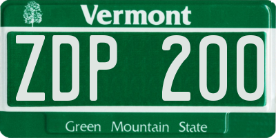 VT license plate ZDP200