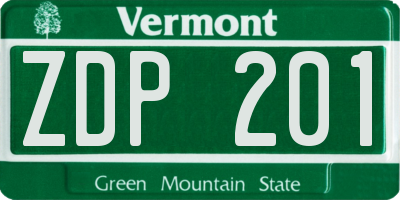 VT license plate ZDP201