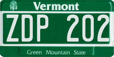 VT license plate ZDP202
