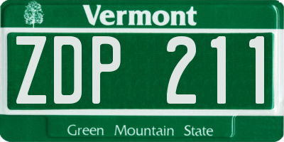 VT license plate ZDP211