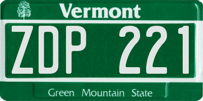 VT license plate ZDP221