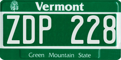 VT license plate ZDP228