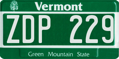 VT license plate ZDP229
