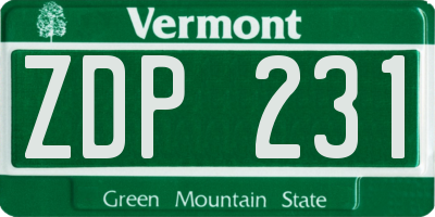 VT license plate ZDP231