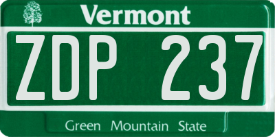 VT license plate ZDP237