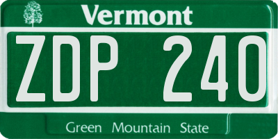 VT license plate ZDP240
