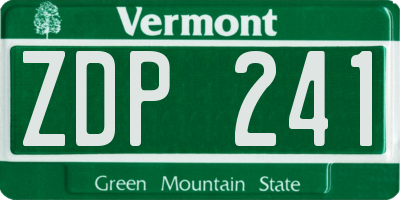VT license plate ZDP241