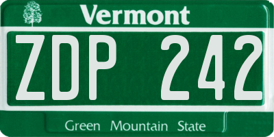 VT license plate ZDP242