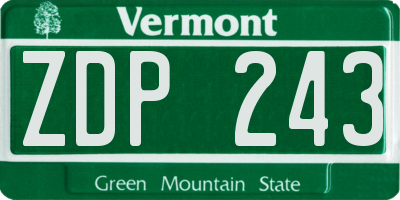 VT license plate ZDP243