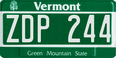 VT license plate ZDP244