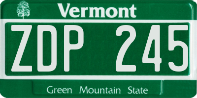 VT license plate ZDP245
