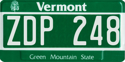 VT license plate ZDP248
