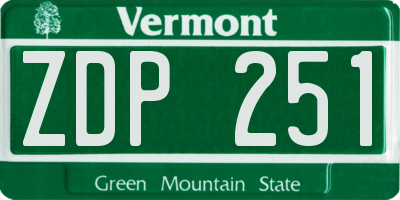 VT license plate ZDP251