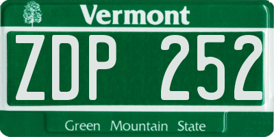 VT license plate ZDP252