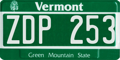 VT license plate ZDP253