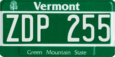 VT license plate ZDP255