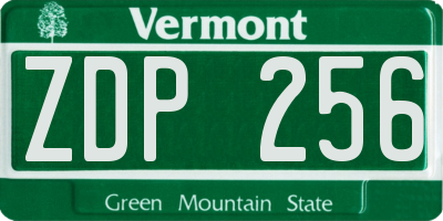 VT license plate ZDP256