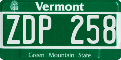 VT license plate ZDP258