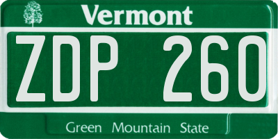 VT license plate ZDP260