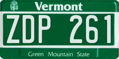 VT license plate ZDP261
