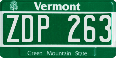 VT license plate ZDP263