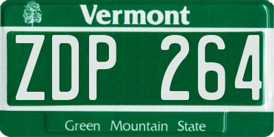 VT license plate ZDP264