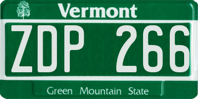 VT license plate ZDP266