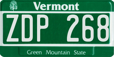 VT license plate ZDP268