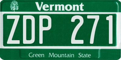 VT license plate ZDP271