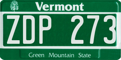 VT license plate ZDP273