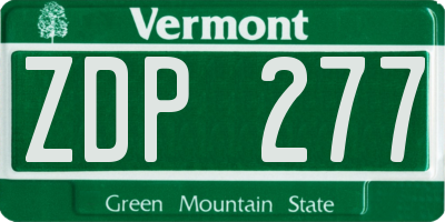 VT license plate ZDP277