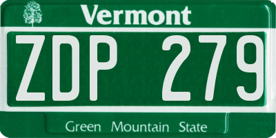 VT license plate ZDP279