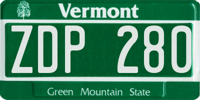 VT license plate ZDP280