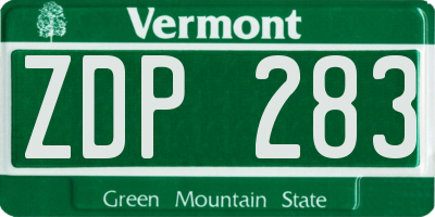 VT license plate ZDP283