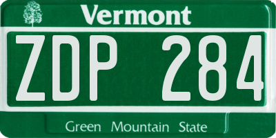 VT license plate ZDP284