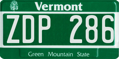 VT license plate ZDP286