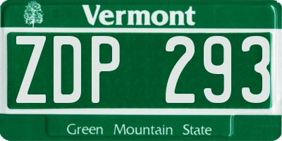 VT license plate ZDP293