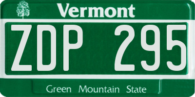 VT license plate ZDP295