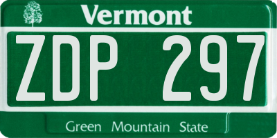 VT license plate ZDP297