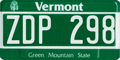VT license plate ZDP298