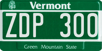 VT license plate ZDP300