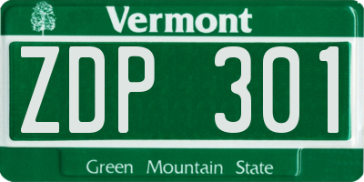 VT license plate ZDP301