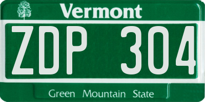 VT license plate ZDP304