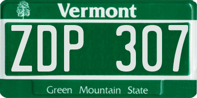 VT license plate ZDP307