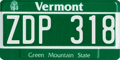 VT license plate ZDP318