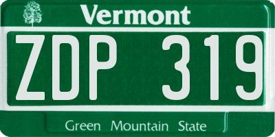 VT license plate ZDP319