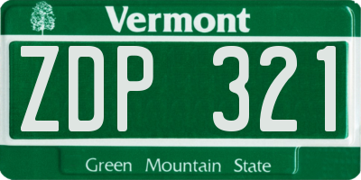 VT license plate ZDP321